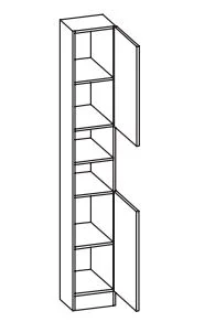 335.013128 Hochschrank / 2 Drehtüren / Nische / 3 Einlegeböden / Breite 30 cm / Höhe 195,5 cm / Tiefe 20 cm - stehend
