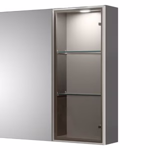 Vitrine mit getönter silberner Glastür, Türanschlag rechts SENE01390R