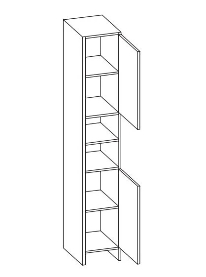305.043228 Hochschrank / Breite 330 cm / Höhe 195,5 cm / Tiefe 28 cm - 2 Drehtüren, 2 Einlegeböden, 2 Nischen