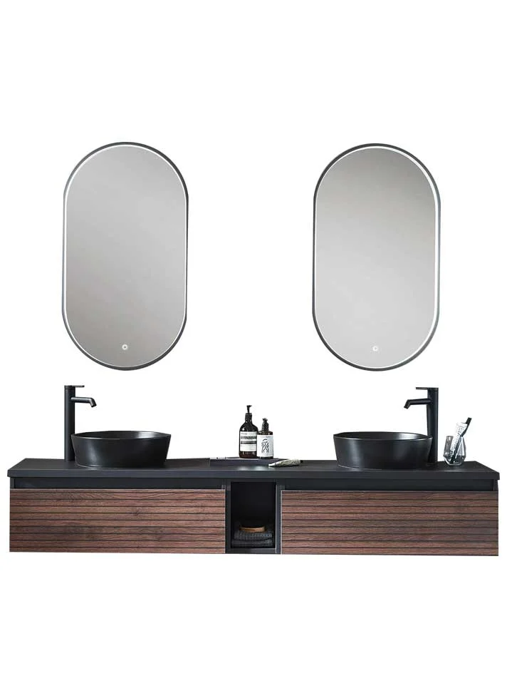 Puris Vialli Badspiegel 50 cm oval - mit Beleuchtung & Spiegelheizung - Ansicht 3