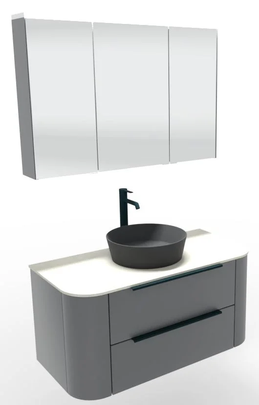 Puris Veluna Badmöbelset mit Aufsatzwaschtisch und Spiegelschrank - 100 cm - Ansicht 5