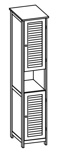 928.033228 Hochschrank / 2 Drehtüren / Nische / 3 Einlegeböden / stehend auf Füßen / Anschlag rechts