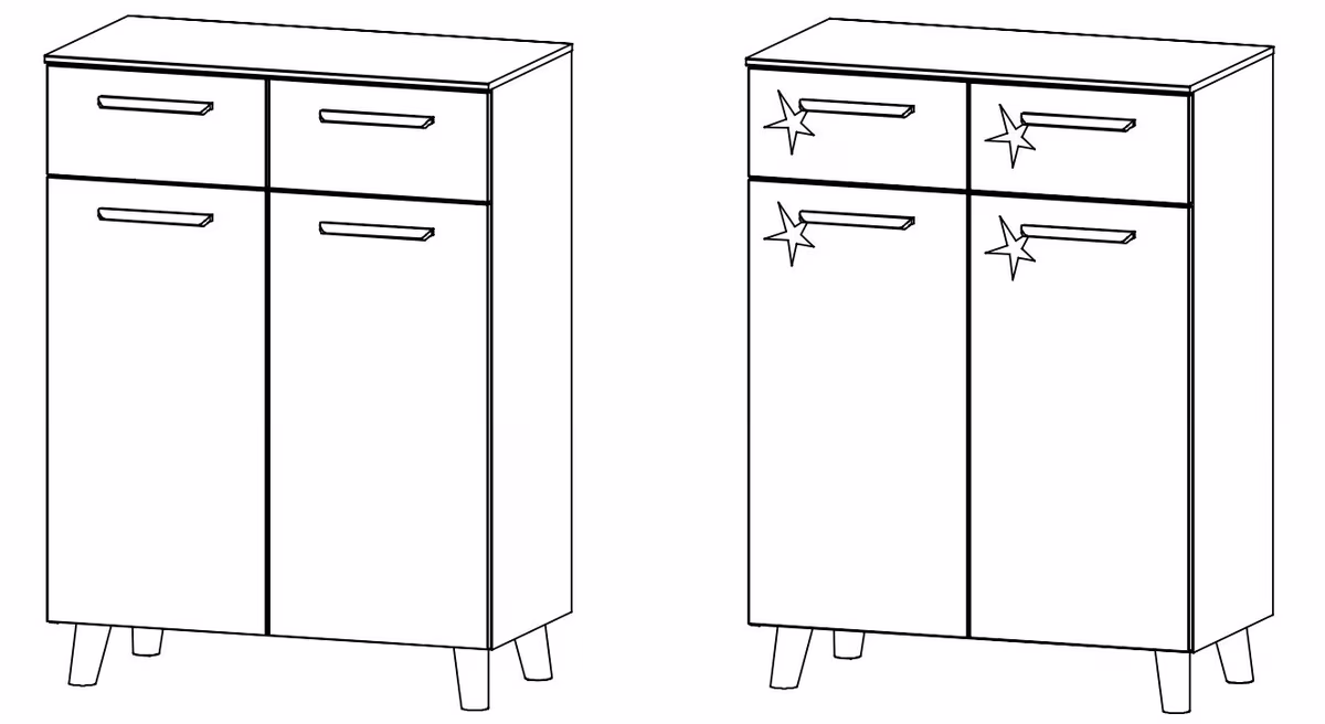 Rauch Select Mavi Extra / Kommoden-Varianten / Füße Wildeiche massiv - 109 cm hoch - Ansicht 3
