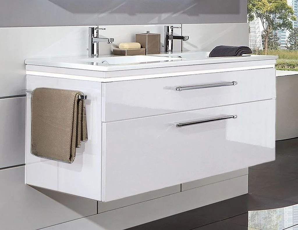 Puris Cool Line Doppelwaschtisch mit Unterschrank 122 cm breit - Keramik - Ansicht 3