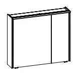 6110-SPS 02, Spiegelschrank inkl. LED Aufsatzleuchte, 2 Drehtüren einfach verspiegelt mit Facettenschliff, mit Schalter und Steckdose - 70,3x80x17 cm