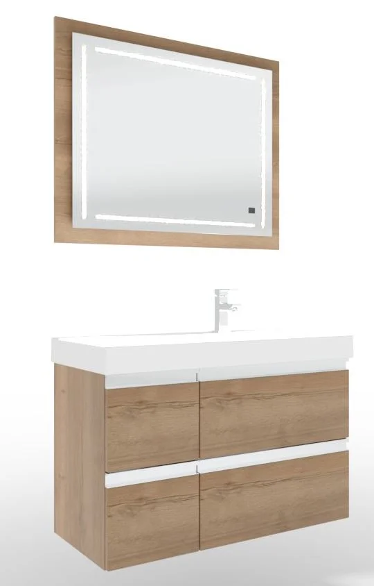 Puris c!puro Badmöbel Set - 90 cm mit Ablagefläche links / mit 4 Auszügen