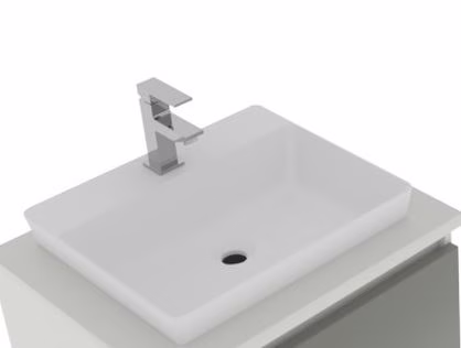 Mineralguss-Aufsatzwaschtisch Toronto weiß mit Hahnlochbohrung Breite 49 cm - NUR bei 49,5 cm Tiefe