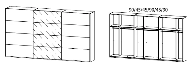 Rauch Oragen Belus Plus - Schwebetürenschrank Dekorfarben / Front Absetzung Glas - Ansicht 10