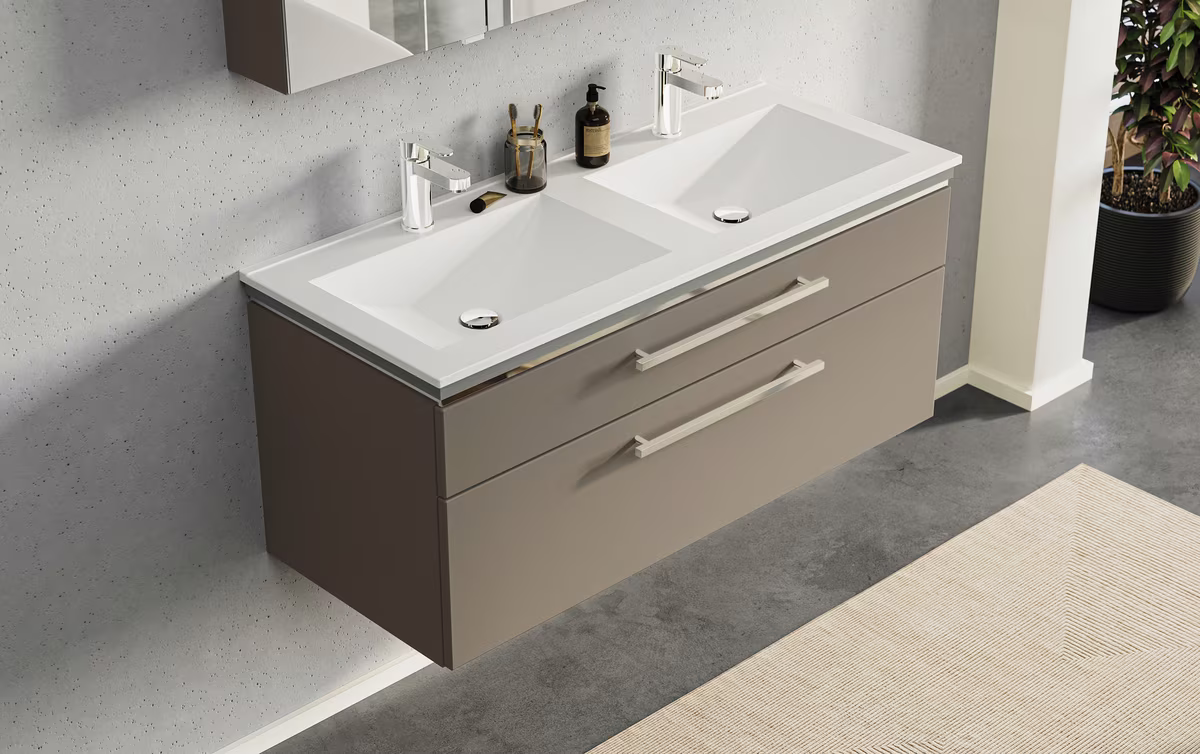 Puris Cool Line Badmöbelset mit Doppelwaschtisch 120 cm - mit Spiegelschrank Serie A - Ansicht 8