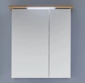 045.876084 Spiegelschrank Cesa I Weiß Glanz / Kranz in Riviera Eiche quer Nachbildung - mit LED-Beleuchtung A++ -A