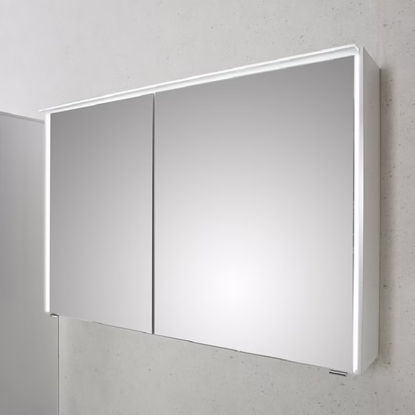 mit 6010-SPSB 03 Spiegelschrank mit LED-Lichtkranz oben, LED-Profil seitlich