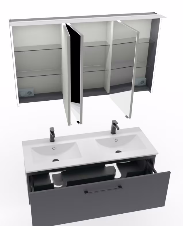 Pelipal 6110 Badmöbel Set mit Doppelwaschtisch - 120 cm - Ansicht 3