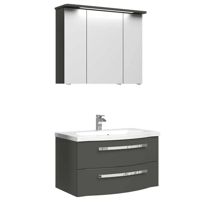 Pelipal 4005 Kombination  90 cm mit Spiegelschrank mit LED-Kranzbodenbeleuchtung