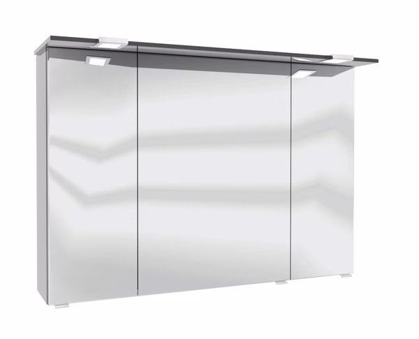 Spiegelschrank mit LED-Strahler im Kranzboden