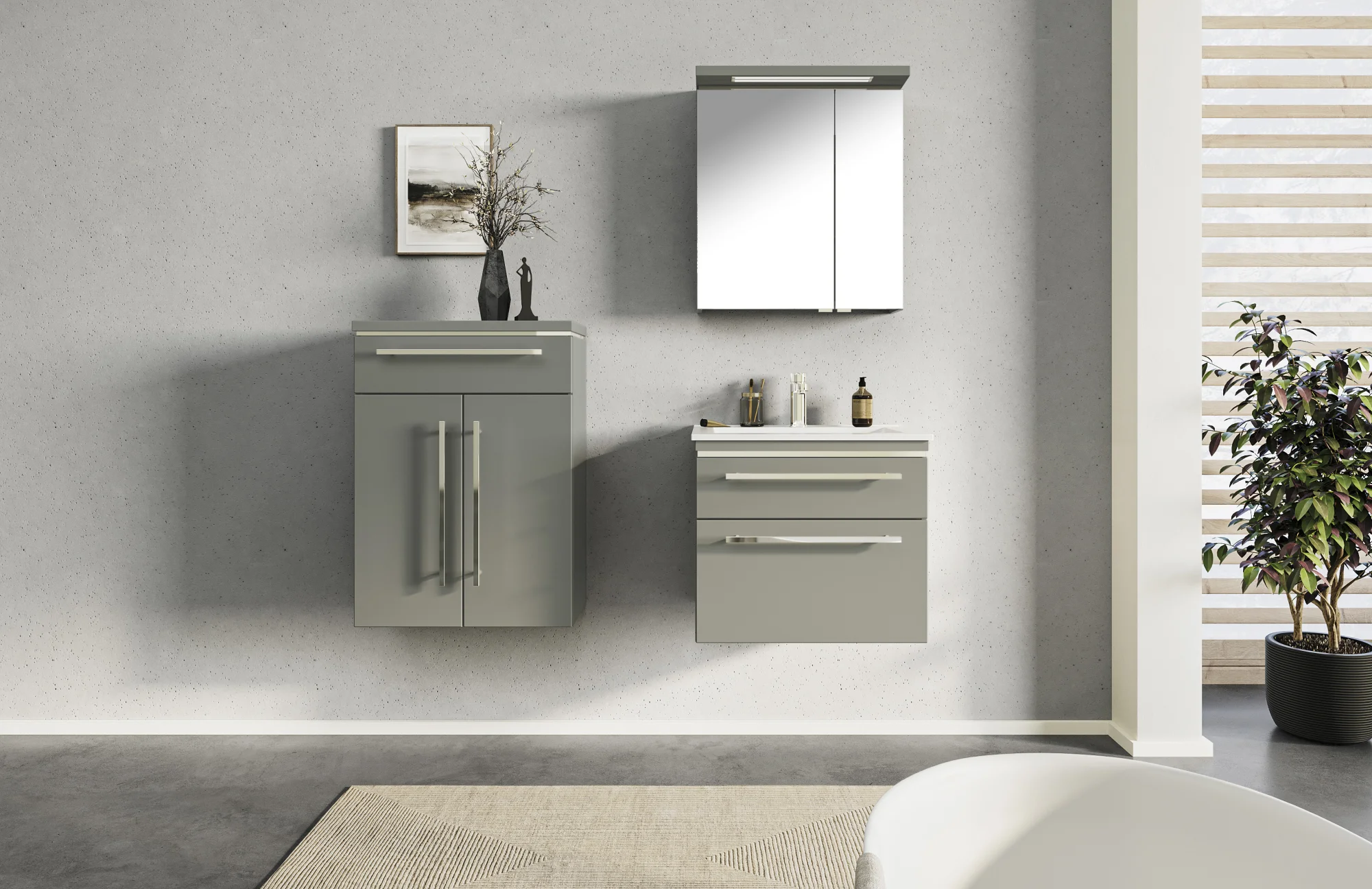 Puris Cool Line Badmöbelset 60 cm - mit Spiegelschrank Serie A - Ansicht 2