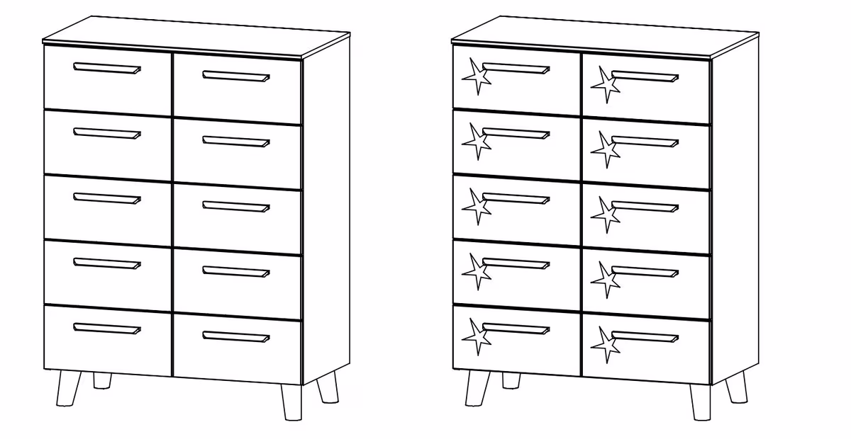 Rauch Select Mavi Extra / Kommoden-Varianten / Füße Wildeiche massiv - 109 cm hoch - Ansicht 4
