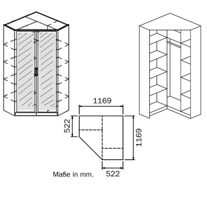 094W Eckschrank - Breite 117 cm