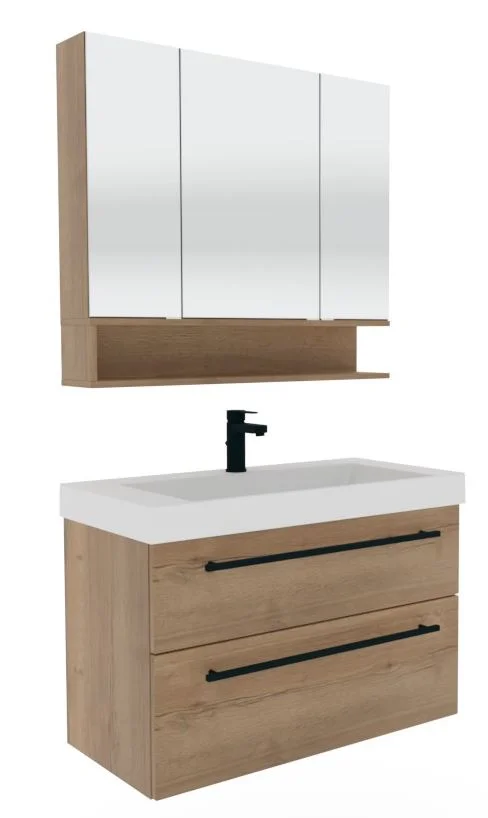 Puris c!mano Badmöbel Set - 90 cm Becken mittig