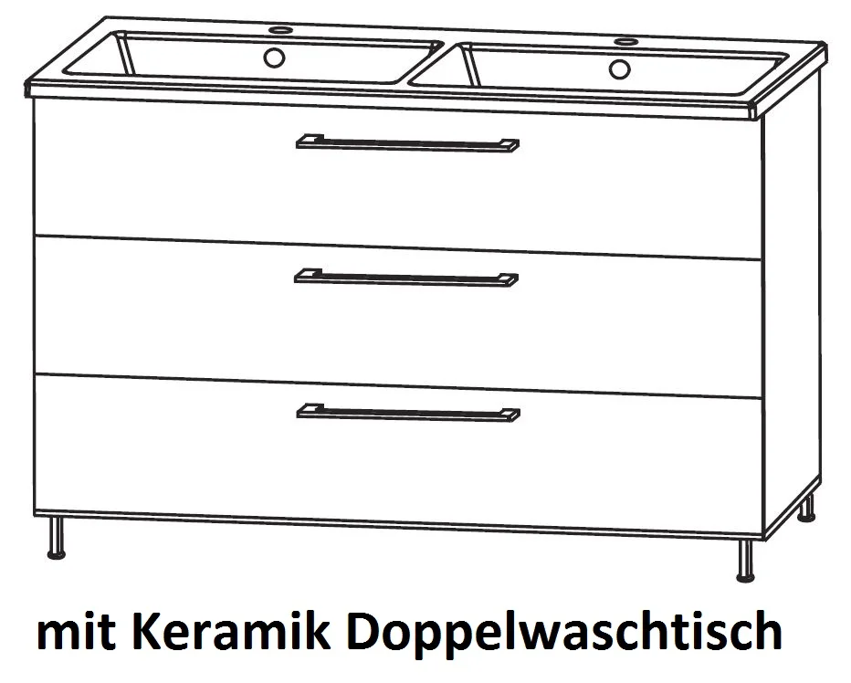 Puris Quada Waschtisch mit Unterschrank 120 cm breit SETQU2D1/2 mit Doppelwaschtisch - Ansicht 3