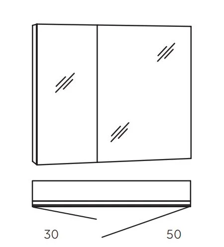 MARLIN 3980spiegel - Spiegelschrank 80 cm breit - SOXD8R - Ansicht 2