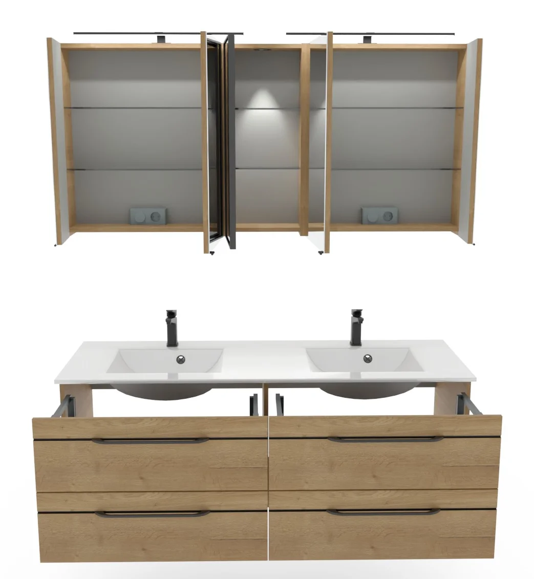 Pelipal Balto Badmöbel-Set - Doppelwaschplatz, 148 cm - Ansicht 8