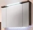 CS SPS 02, inkl. LED Beleuchtung, 3 Drehtüren, einfach verspiegelt, 4 Glasböden, mit Schalter und Steckdose - 71,8x122x17 cm