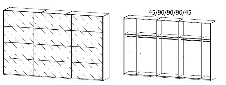Rauch Select Beluga-Extra - Schwebetürenschrank Korpus in Dekorfarben / Front aus Glas - Ansicht 8