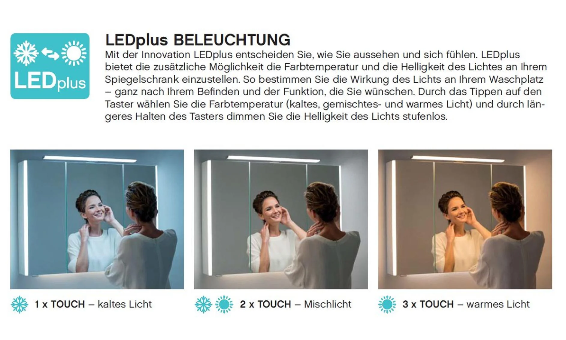 Pelipal 6110 Spiegelschrank mit LEDplus-Aufsatzleuchte 80 cm breit 6110-SPS 10 - Ansicht 3