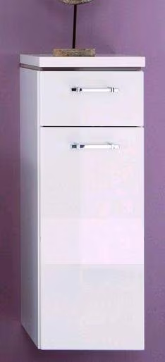 Puris Cool Line Highboard 30 cm HBA553A5W Weiß hgl / Weiß - Sonderpreis - sofort lieferbar