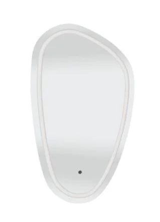 FSR504504 Design Spiegel organische Form, umlaufende LED Beleuchtung, Lichtfarbe in drei Stufen einstellbar, mit Sensor für Emotionbeleuchtung, LED Converter - Maße: 2,8x45x80 cm