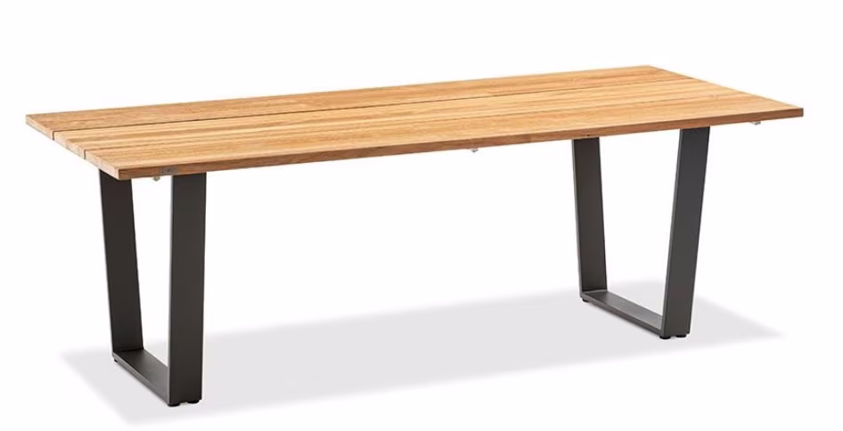 Niehoff Garden Esstisch Noah mit Trapezkufe Anthrazit - Teak Platte / T3G7-