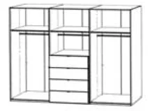 Korpus für Schiebetüren mit Kombi-Element - Breite 300cm / Höhe 222cm