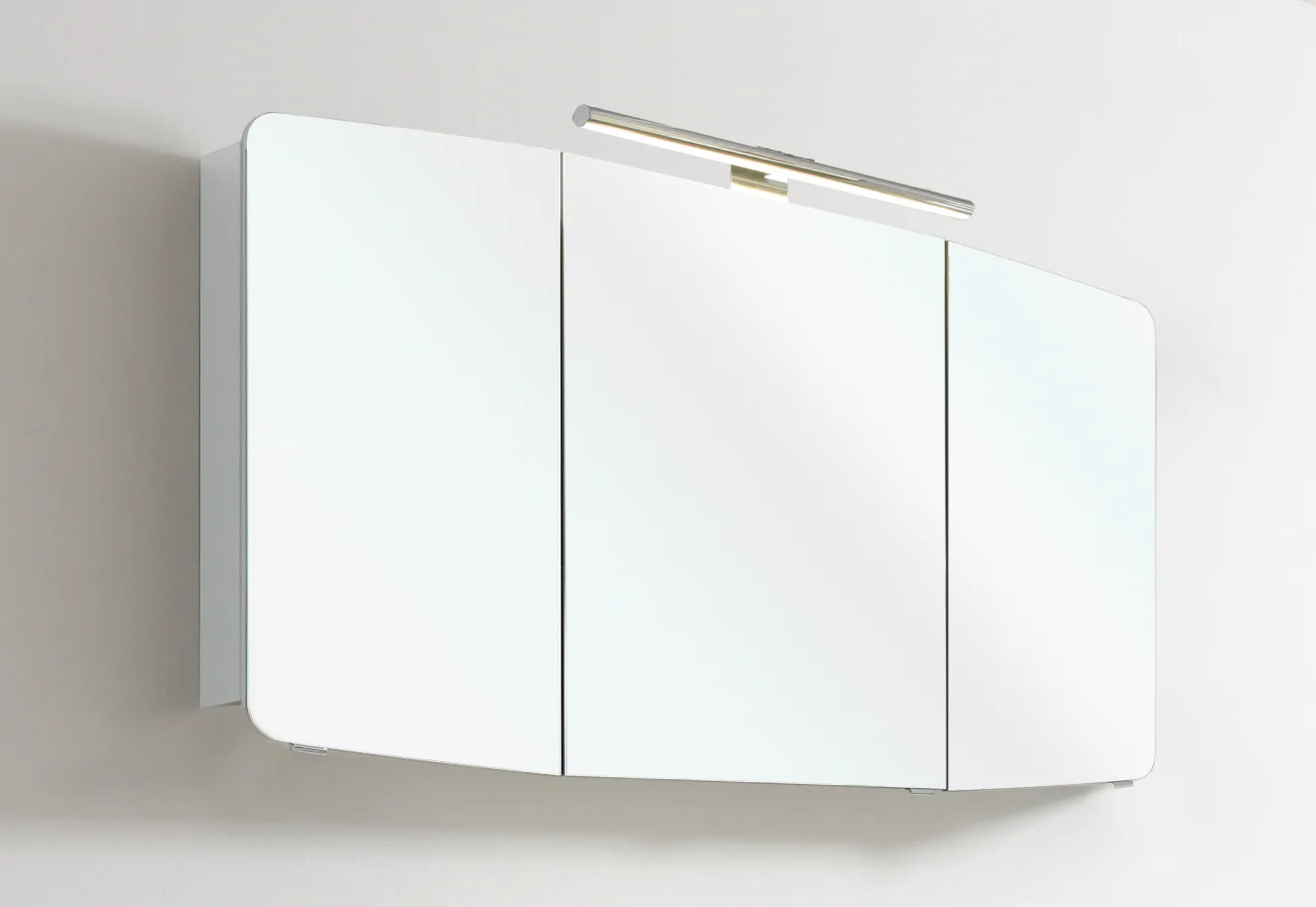 Calmo Badmöbelset 120 cm breit Weiß - Waschtisch, Waschtischunterschrank, Spiegelschrank - Ansicht 4