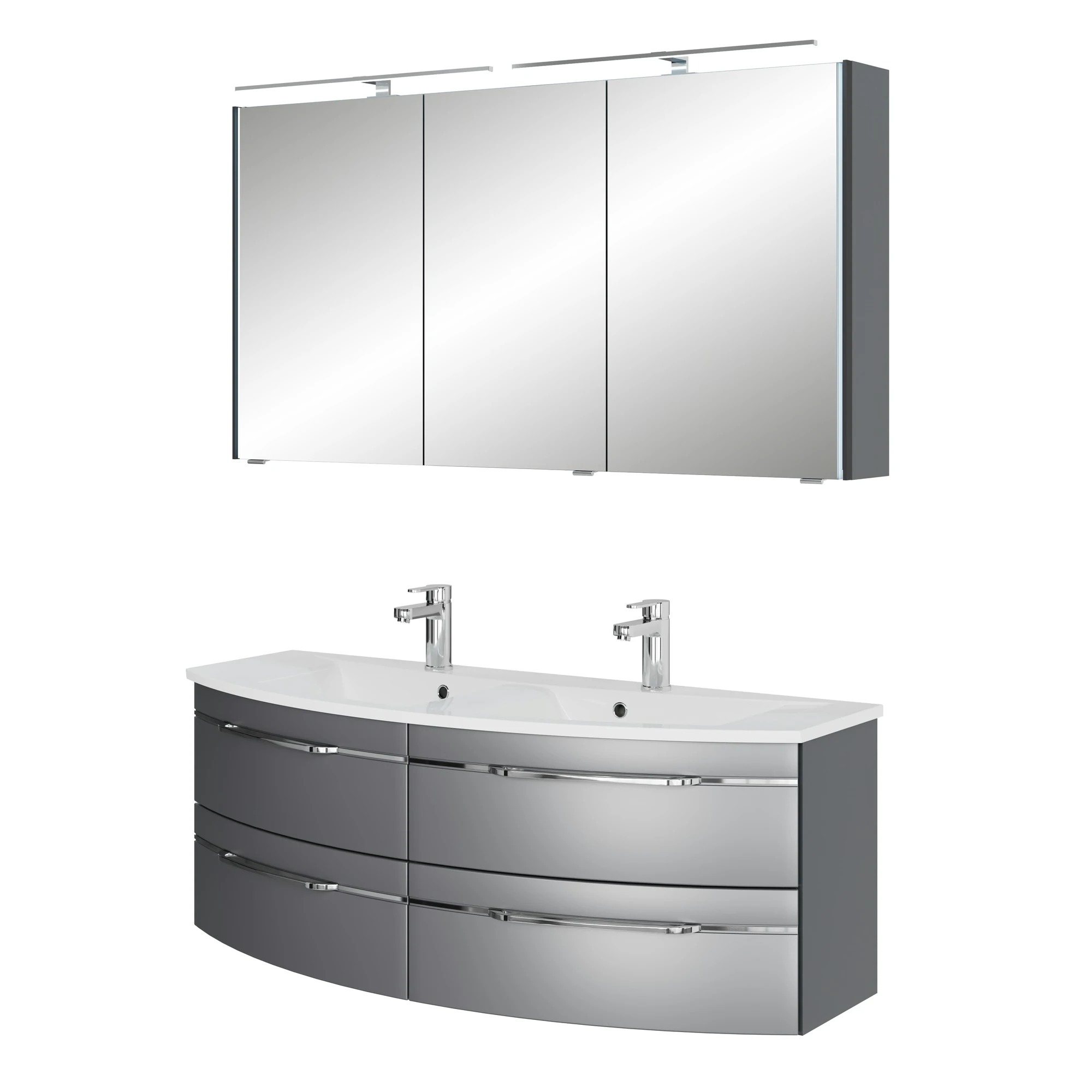 Pelipal 7045 Badmöbel Kombination 130 cm - mit Doppelwaschtisch mit Spiegelschrank