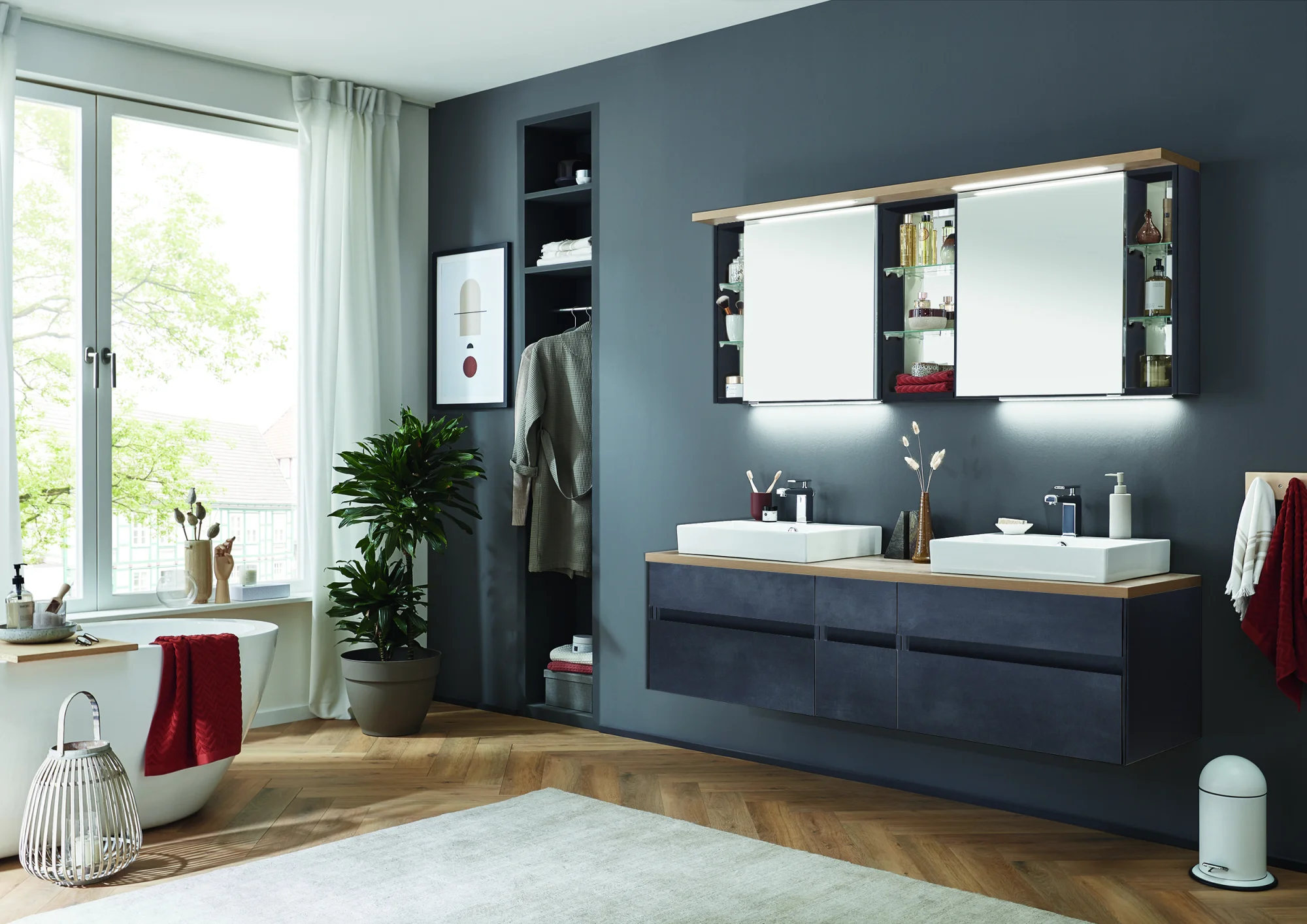 Puris Unique Badmöbel Set 172 cm breit mit Spiegelschrank - Ansicht 2