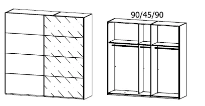 Rauch Oragen Belus Plus - Schwebetürenschrank Dekorfarben / Front Absetzung Glas - Ansicht 3