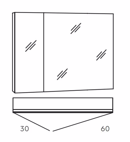 MARLIN 3980spiegel - Spiegelschrank 90 cm breit - SOXD9R - Ansicht 2