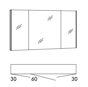 SADA12 Spiegelschrank mit 3 Spiegeltüren, mit Innenspiegel, 6 Glasböden, inkl. Schalter / Steckdose, seitliche LED Beleuchtung - Maße: 120x70,3x17 cm