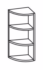980.417000 Abschlussecke für Wandschrank / 2 feste Böden / Breite 30,7 cm / Höhe 70 cm / Tiefe 18,2 cm