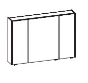 SDEE00112, Spiegelschrank inkl. LED-Profil links und rechts, 3 Drehtüren einfach verspiegelt, inkl. Schalter und Steckdose - 70,3x123,2x17,2 cm