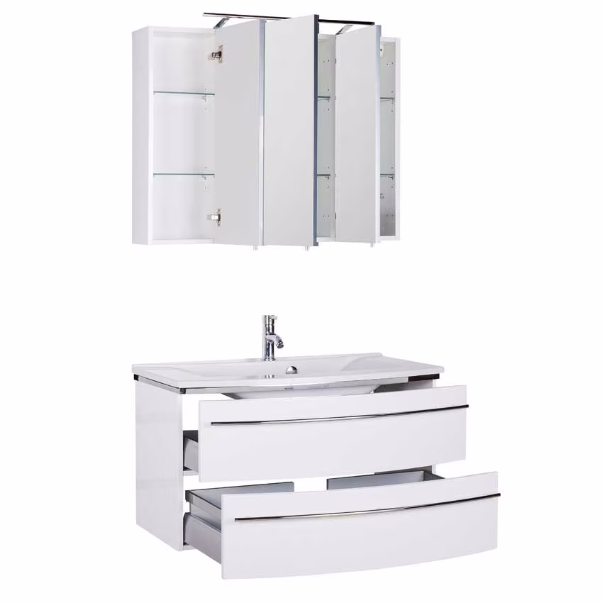 MARLIN 3040city Waschtisch-Set 90 cm - Mineralmarmor - Ansicht 6