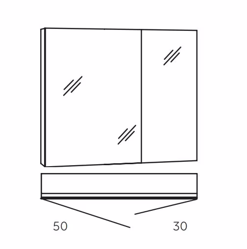 MARLIN 3980spiegel - Spiegelschrank 80 cm breit - SOXD8L - Ansicht 2