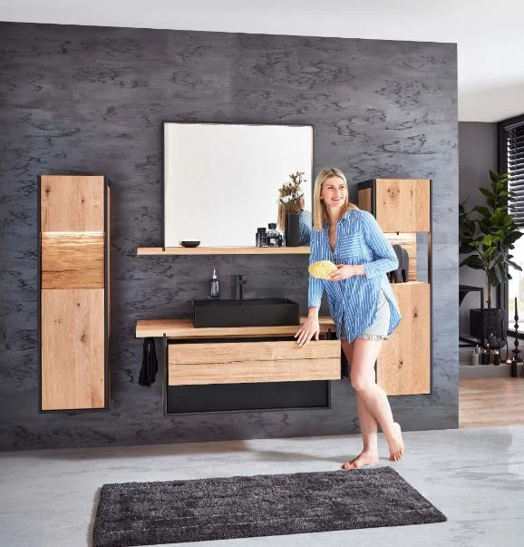 Thielemeyer Steel Massivholz Badmöbelset - 105,5 cm / Variante 7 / 5-teilig - Ansicht 7