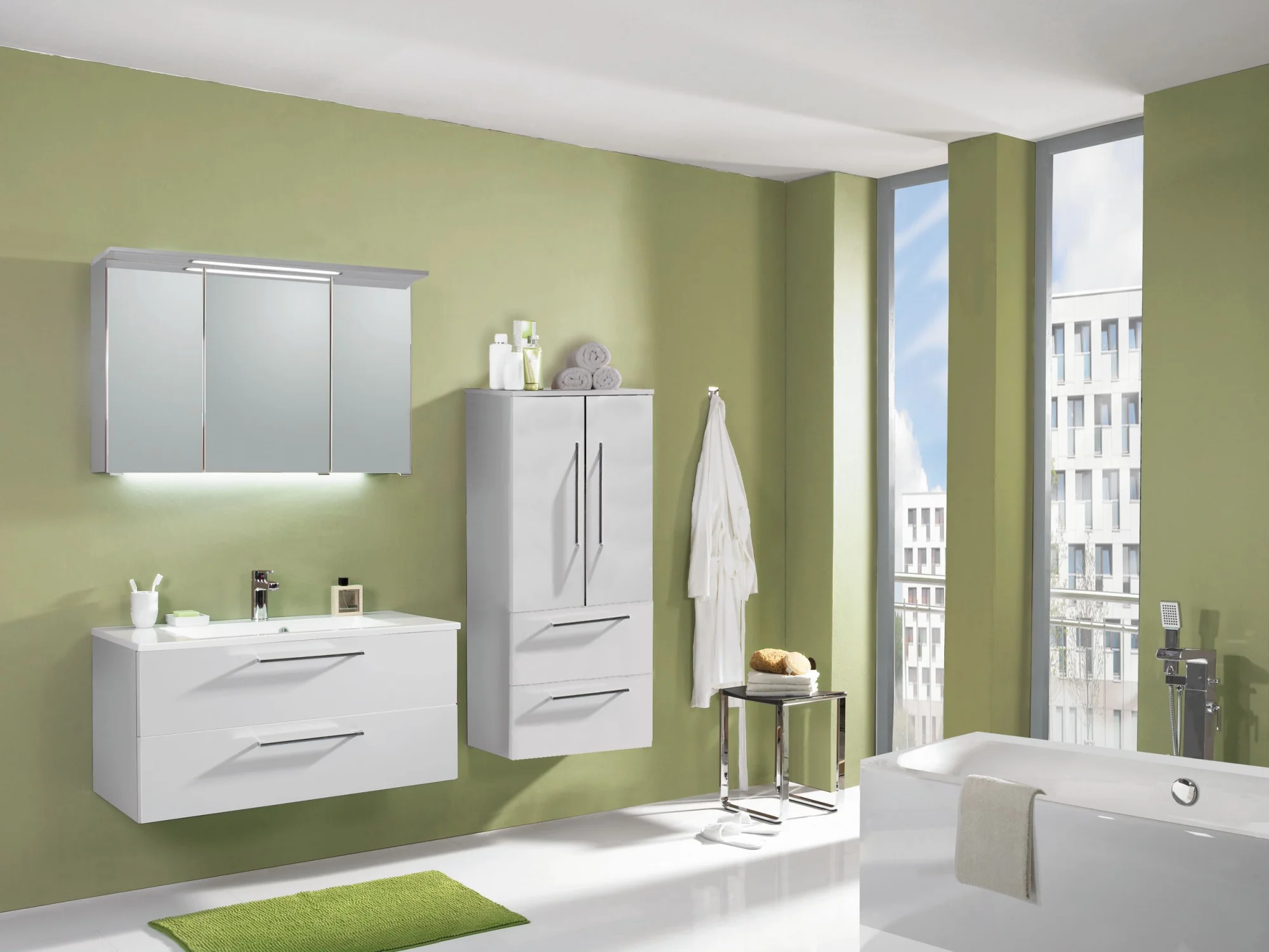 Puris Fresh Waschplatz 100 cm - Mineralguss oder Glas - Ansicht 6