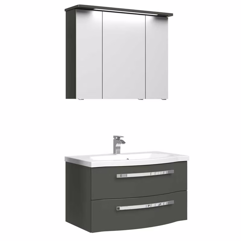 Pelipal 4005 Kombination  90 cm mit Spiegelschrank mit LED-Kranzbodenbeleuchtung