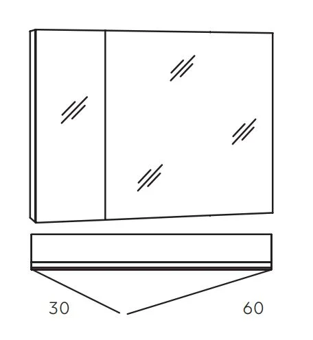 MARLIN 3980spiegel - Spiegelschrank 90 cm breit - SOXD9R - Ansicht 2