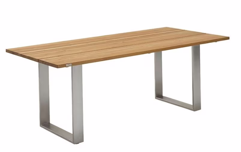 Niehoff Garden Esstisch Noah mit Profilkufe Edelstahl - Teak-Platte / T3G1-