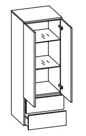 943.015056 Midischrank / 2 Drehtüren / 2 Schubkästen / 2 Einlegeböden / inklusive Türdämpfer