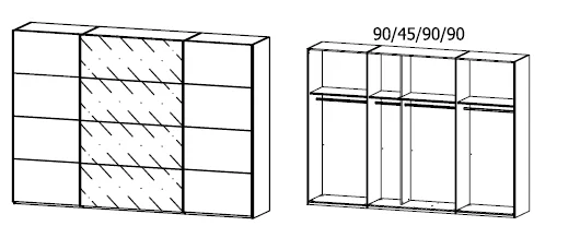 Rauch Oragen Belus Plus - Schwebetürenschrank Dekorfarben / Front Absetzung Glas - Ansicht 7