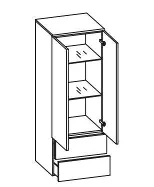 342.015056 Midischrank / 2 Drehtüren / 2 Schubkästen / 2 Einlegeböden / inklusive Türdämpfer